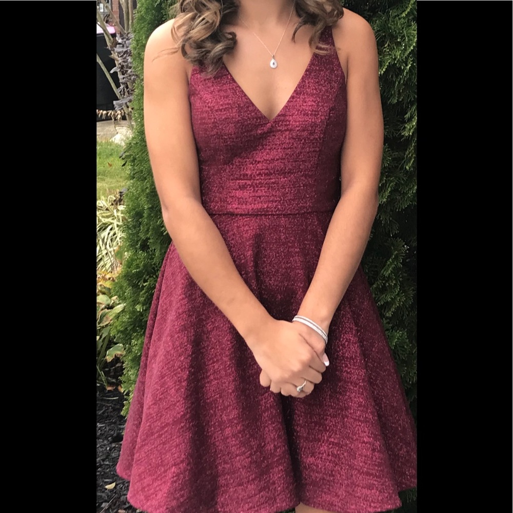 Xscape Burgundy sparkle dress size 2.